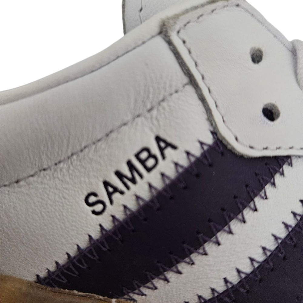 ADIDAS SAMBA Women's White/Purple Leather Lace Up Shoes Sneakers Sz 7.5 - Picture 5 of 8